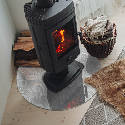 Placa de vidro temperado para lareira Padrão de planta elegante