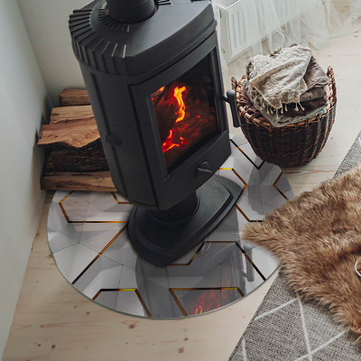 Placa de vidro temperado para lareira Padrão geométrico 3D