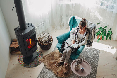 Placa de vidro temperado para lareira Padrões poligonais em uma grade