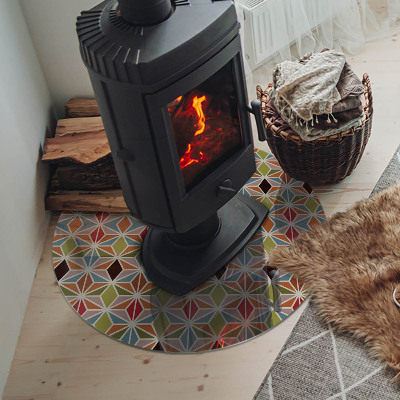 Placa de vidro temperado para lareira Padrões poligonais em uma grade