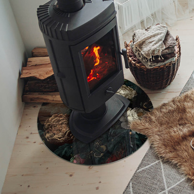 Placa de vidro temperado para lareira Padrão floral com borboletas