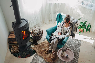 Placa de vidro temperado para lareira Padrão floral com borboletas