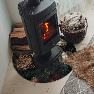 Placa de vidro temperado para lareira Padrão floral com borboletas