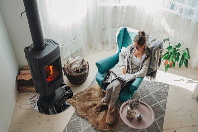 Base de vidro redonda para lareira Ondas e linhas abstratas