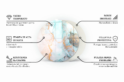 Base de vidro redonda para lareira Ondas e linhas abstratas