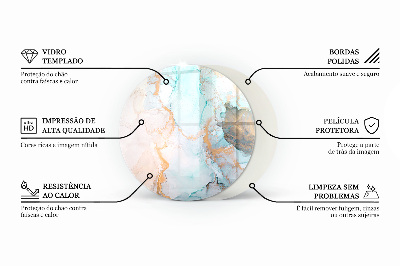 Base de vidro redonda para lareira Ondas e linhas abstratas