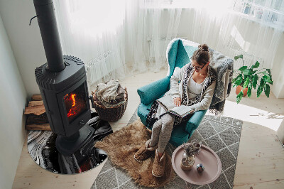 Base de vidro redonda para lareira Ondas e linhas abstratas