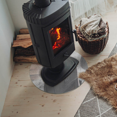 Placa de vidro temperado para lareira Textura de concreto bruto