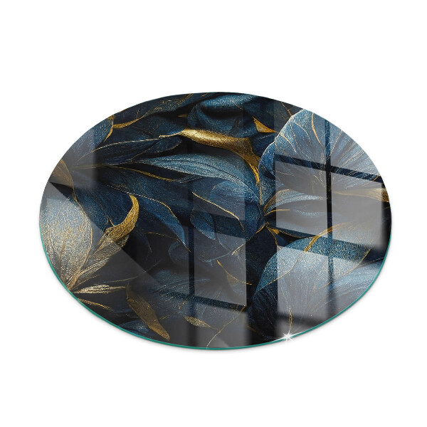 Base de vidro redonda para lareira Folhas elegantes em textura