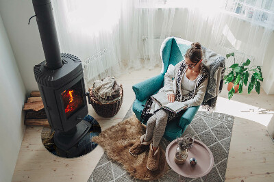 Base de vidro redonda para lareira Folhas elegantes em textura