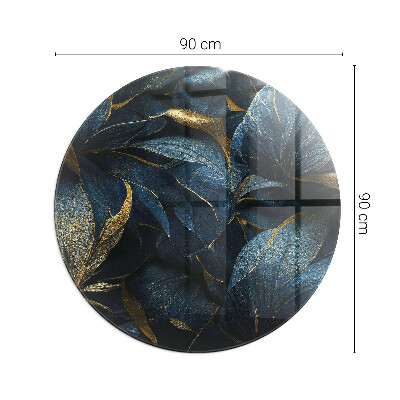 Base de vidro redonda para lareira Folhas elegantes em textura