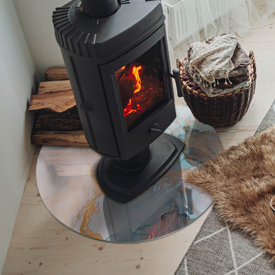 Placa de vidro temperado para lareira Padrão fluido abstrato