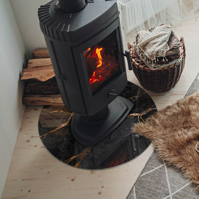 Base de vidro redonda para lareira Mármore elegante com veios