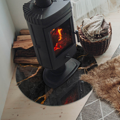 Base de vidro redonda para lareira Mármore elegante com veios