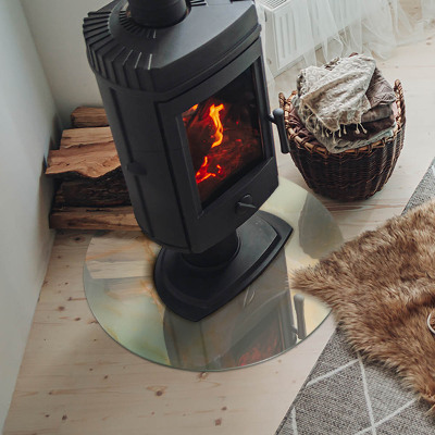 Base de vidro redonda para lareira Padrão abstrato de mármore