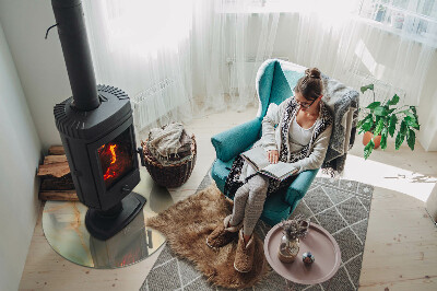 Base de vidro redonda para lareira Padrão abstrato de mármore