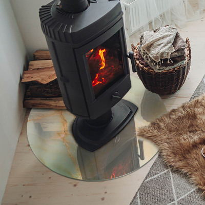 Base de vidro redonda para lareira Padrão abstrato de mármore