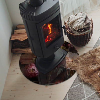 Placa de vidro temperado para lareira Buquê de flores em detalhes