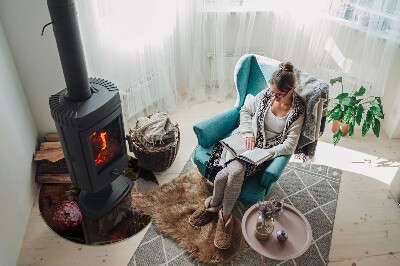 Placa de vidro temperado para lareira Buquê de flores em detalhes