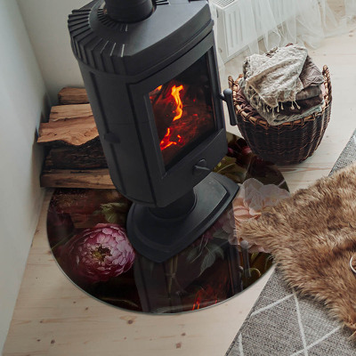 Placa de vidro temperado para lareira Buquê de flores em detalhes
