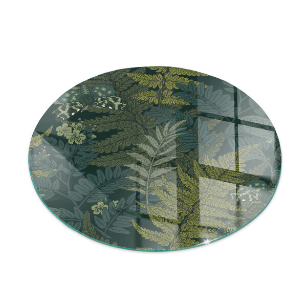 Base de vidro redonda para lareira Motivos vegetais com borboletas