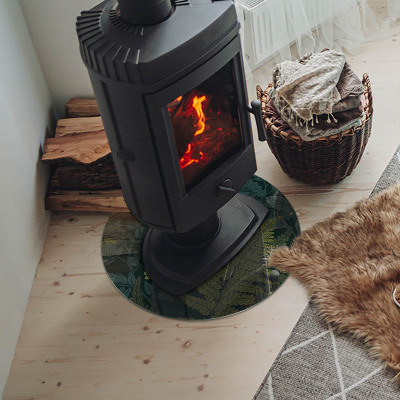 Base de vidro redonda para lareira Motivos vegetais com borboletas