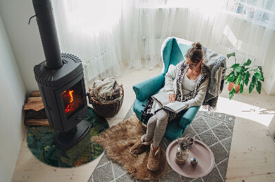 Base de vidro redonda para lareira Motivos vegetais com borboletas