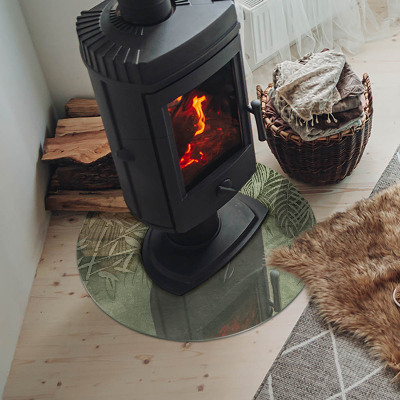 Placa de vidro temperado para lareira Folhas tropicais ao fundo