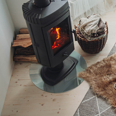 Base de vidro redonda para lareira Padrão delicado de mármore