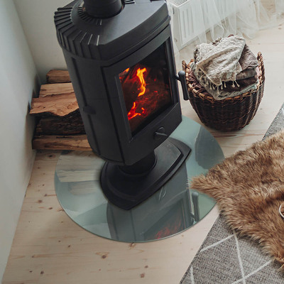 Base de vidro redonda para lareira Padrão delicado de mármore