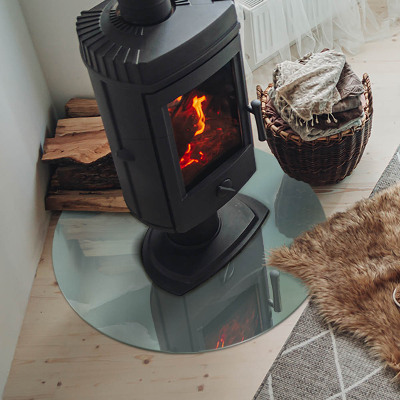 Base de vidro redonda para lareira Padrão delicado de mármore