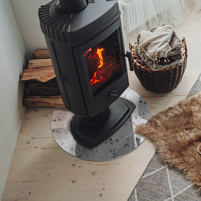 Base de vidro redonda para lareira Padrão de pedra com partículas