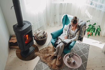 Base de vidro redonda para lareira Cor marrom