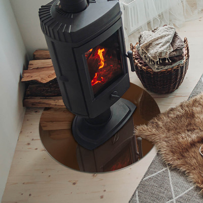 Base de vidro redonda para lareira Cor marrom