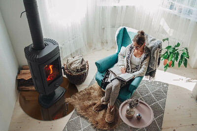 Base de vidro redonda para lareira Cor marrom