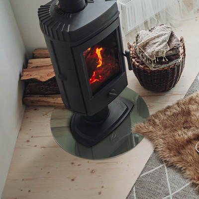 Base de vidro redonda para lareira Cor oliva