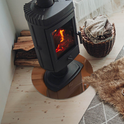 Base de vidro redonda para lareira Cor marrom