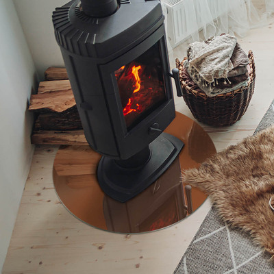 Base de vidro redonda para lareira Cor marrom