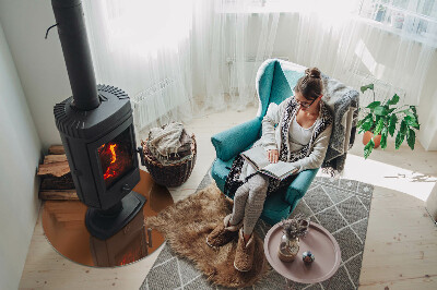 Base de vidro redonda para lareira Cor marrom