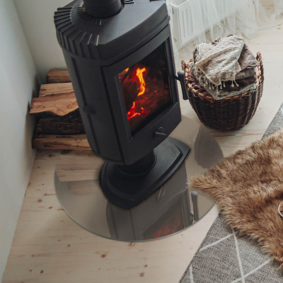 Base de vidro redonda para lareira Cor marrom