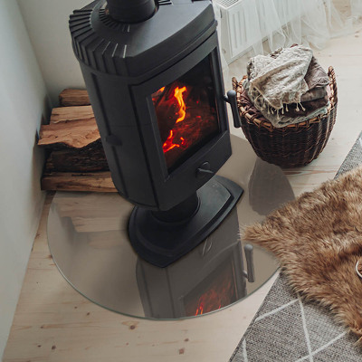 Base de vidro redonda para lareira Cor marrom