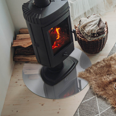 Base de vidro redonda para lareira Cor cinza