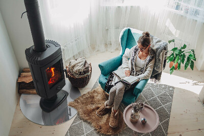 Base de vidro redonda para lareira Cor cinza