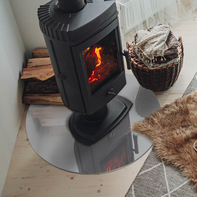 Base de vidro redonda para lareira Cor Cinza claro