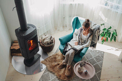 Base de vidro redonda para lareira Cor Cinza claro