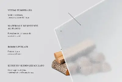 Base de vidro temperado para lareira retangular e semitransparente