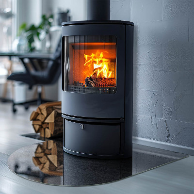 Base de vidro semi-oval para lareira Motivo de pedra natural