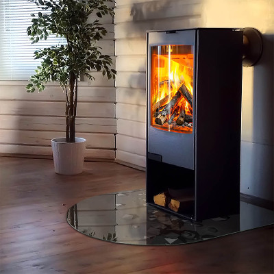 Base de vidro semi-oval para lareira Nuvens geométricas em formas abstratas