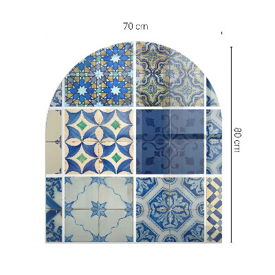 Base de vidro semi-oval para lareira Motivo de azulejo cerâmico