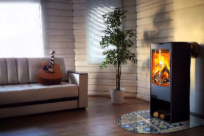 Base de vidro semi-oval para lareira Motivo de azulejo cerâmico